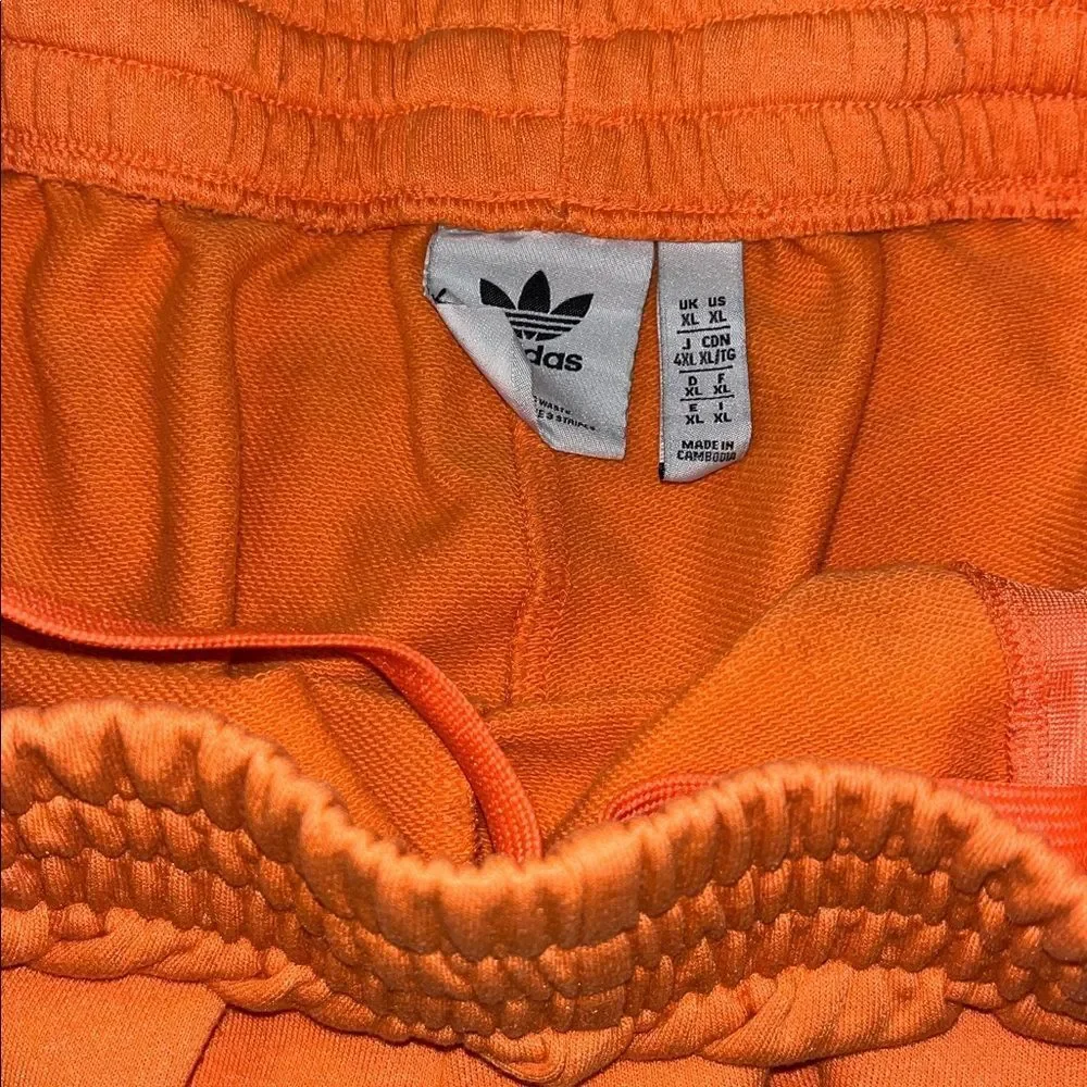 Adidas Originals Stripe Orange soccer basketball shorts XL zipper pockets